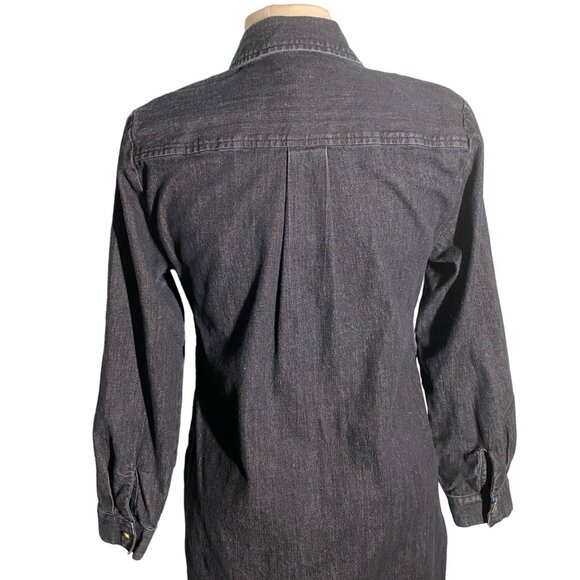 Chicos dark Denim Shirt Dress above knee Size 10 Button Detail Cotton stretch - Picture 11 of 13